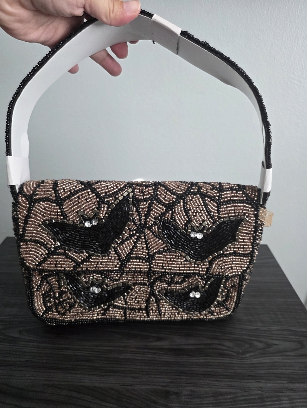 Halloween Bat Beaded Bag